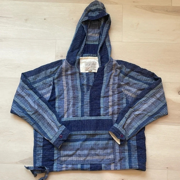 Ace & Jig Tops - Ace & Jig Striped Baja Hoodie Blue Small